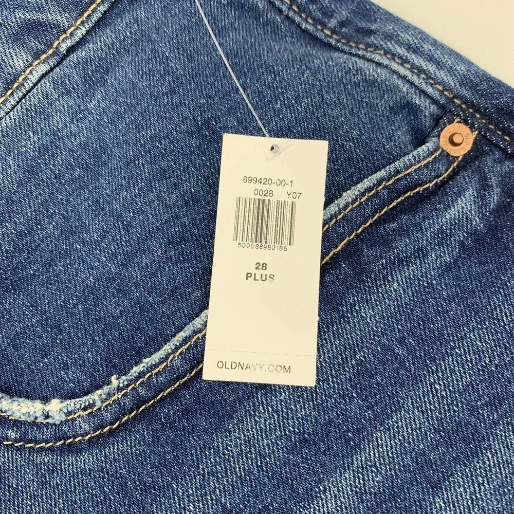 Old Navy O G Shorts Plus Size 28 Womens High Rise Medium Wash Zip Fly‎ Stretch